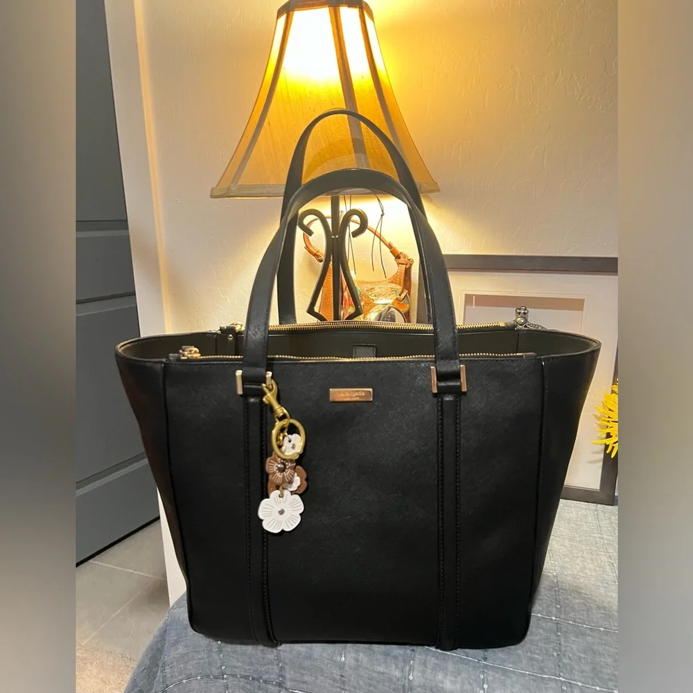 Kate Spade Newbury Lane Briar Black Safiano Leather Carry All Tote Bag